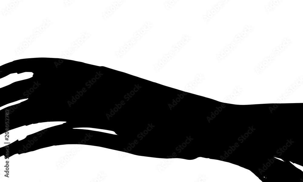 Brush painted wave shape on white background, vector. Brush painted wave shape on white background, vector.