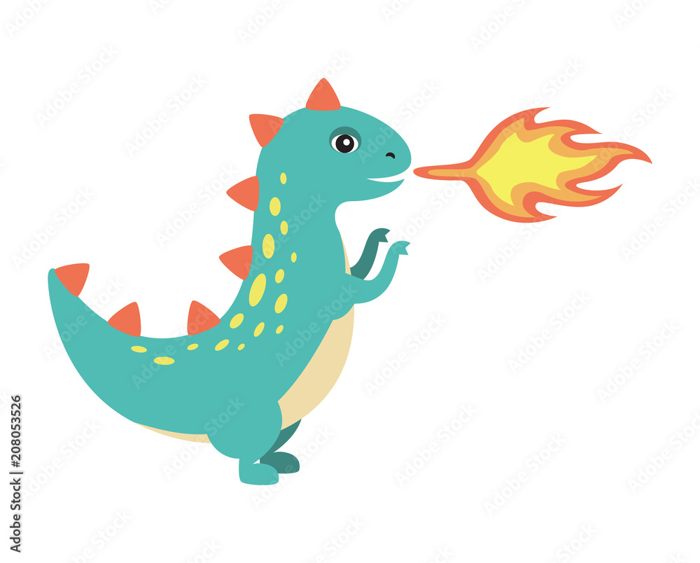 Dinosaur Making Fire Image Vector Illustration Dinosaur Making Fire Image Vector Illustration