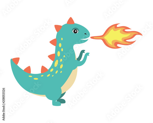 Dinosaur Making Fire Image Vector Illustration © robu_s