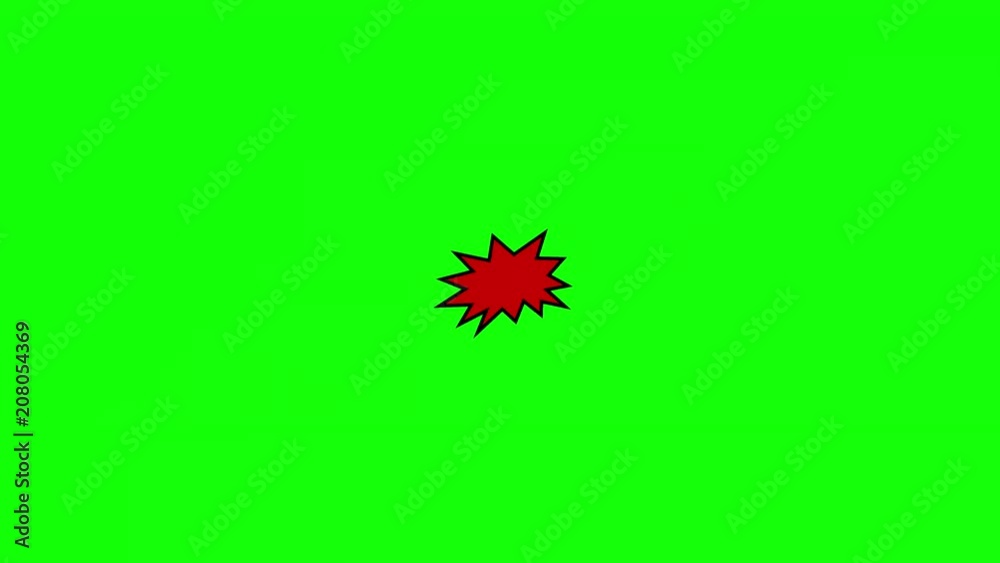 A comic strip speech cartoon animation with an explosion shape. Words