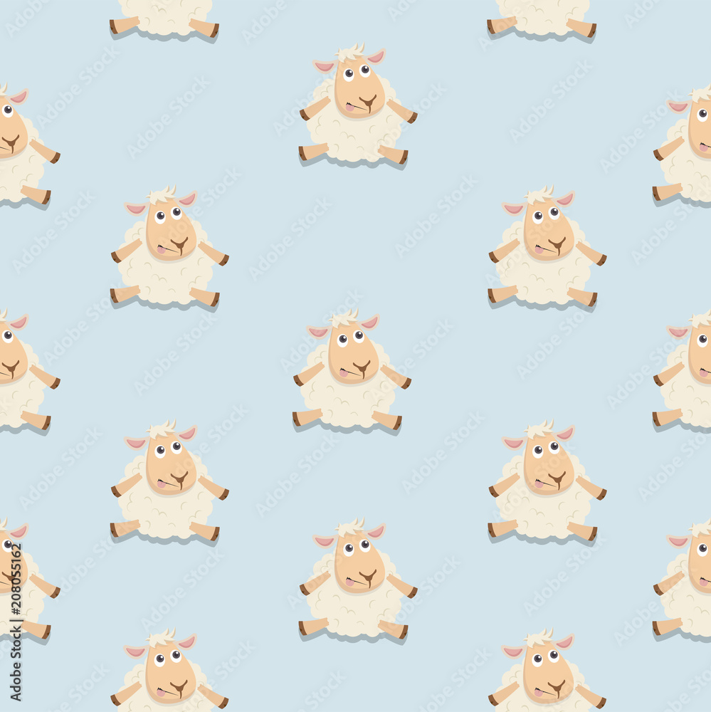 Cute sheep sitting happy vertor pattern Cute sheep sitting happy vertor pattern