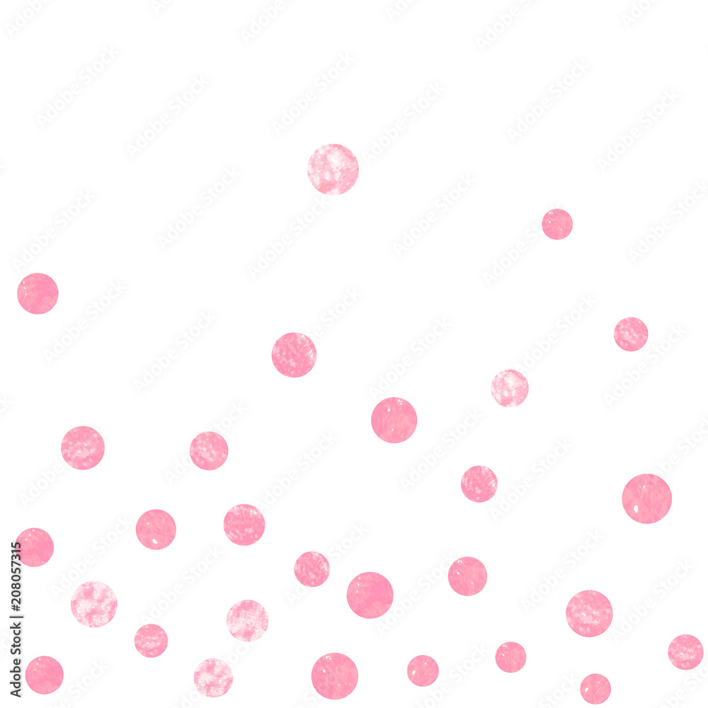 Pink glitter dots confetti on isolated backdrop. Falling sequins with glossy sparkles. Template with pink glitter dots for party invitation, event banner, flyer, birthday card. Pink glitter dots confetti on isolated backdrop. Falling sequins with glossy sparkles. Template with pink glitter dots for party invitation, event banner, flyer, birthday card.