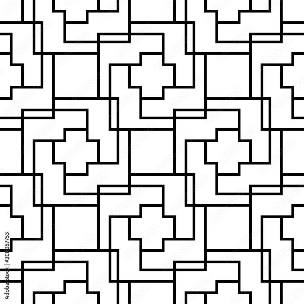 White and black geometric seamless pattern