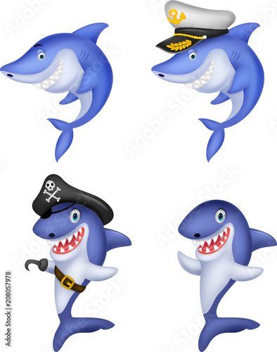 Cartoon shark collection set