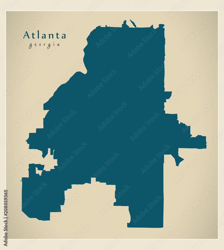 Modern City Map - Atlanta Georgia city of the USA