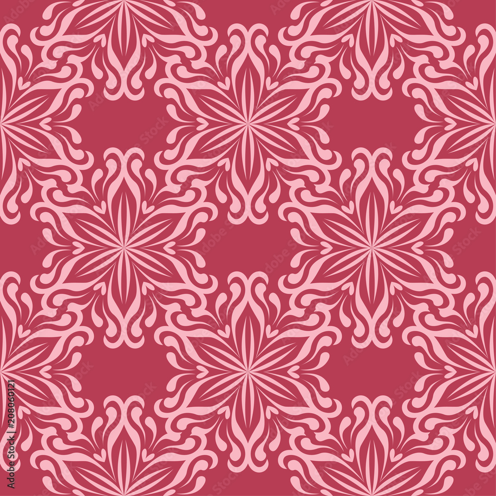 Floral seamless pattern on red background Floral seamless pattern on red background