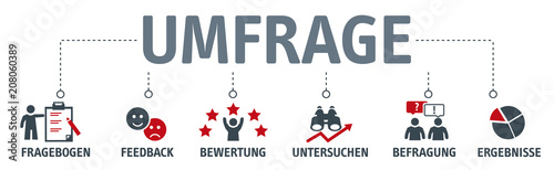 Banner Umfrage Vektor Illustration mit icons