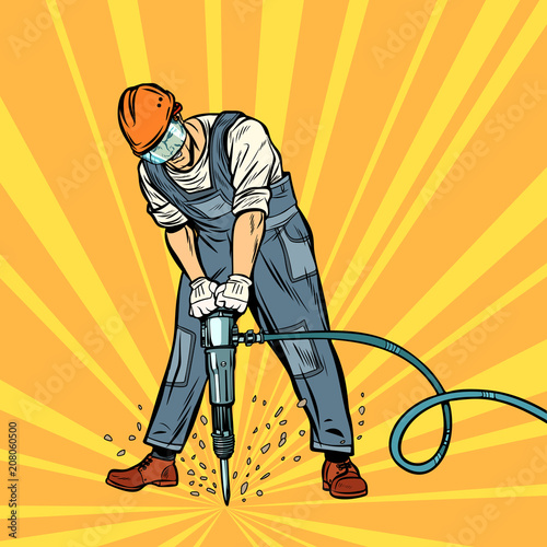 road worker jackhammer