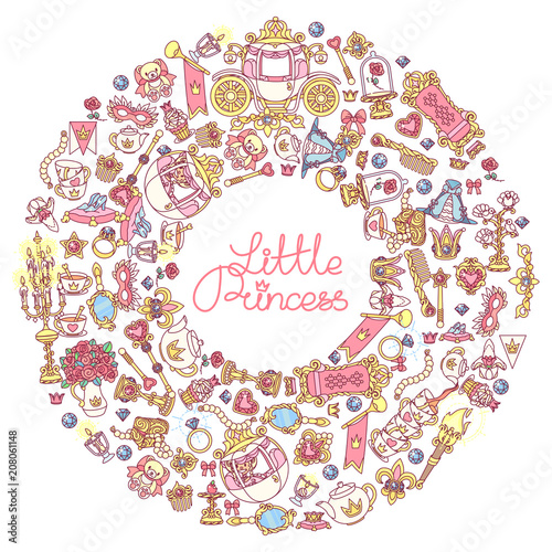 vector round frame icon collection Little Princess