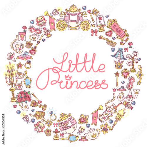 vector round frame icon collection Little Princess