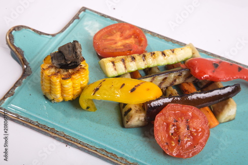 Grilled vegetables on a plate photo