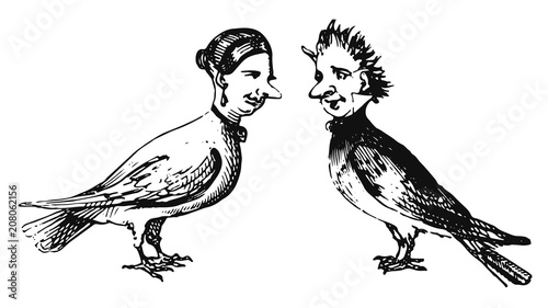 bird woman & bird man #vector #isolated - Vogelfrau & Vogelmann