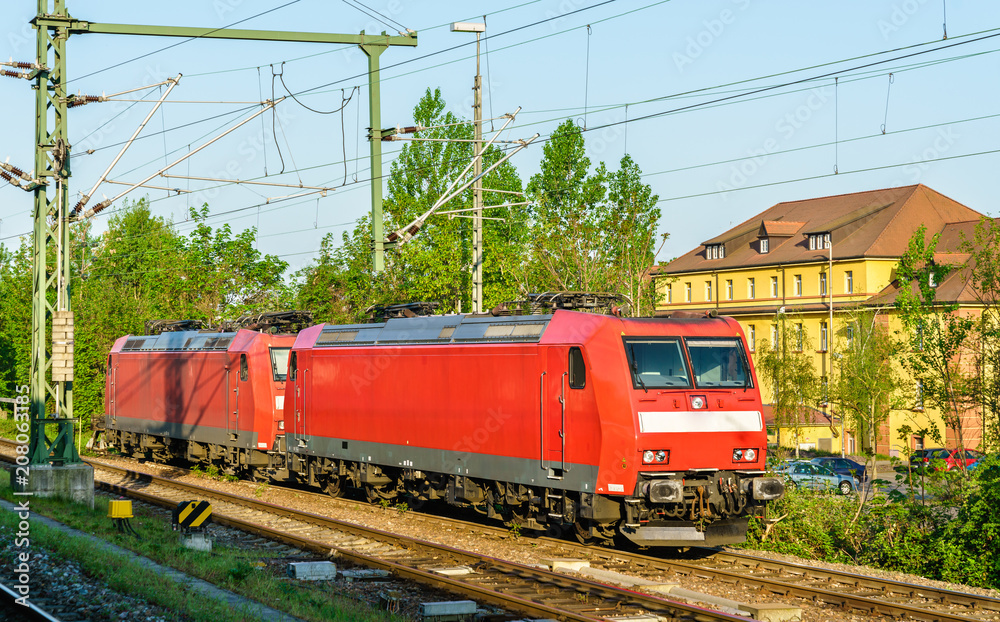 Electric locomotives at Kehl station in Germany
