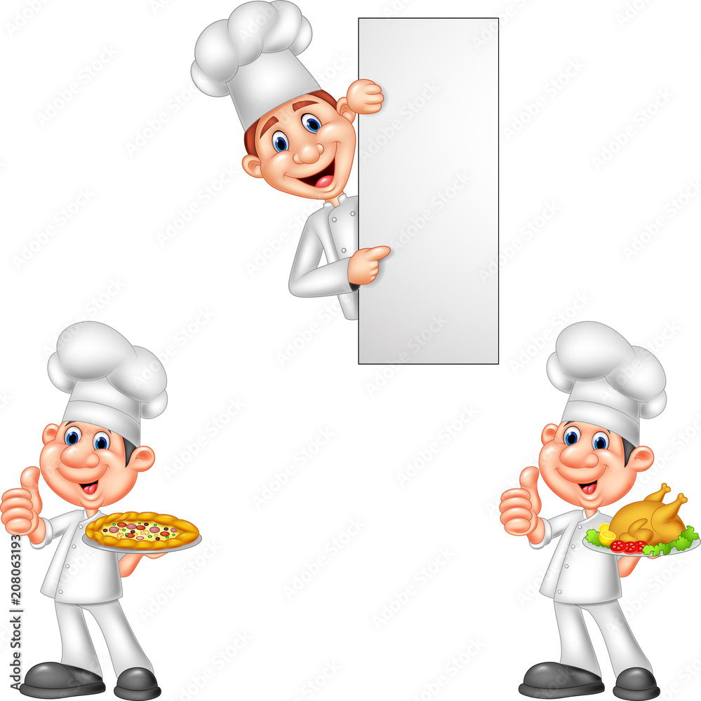Cartoon chefs collection set