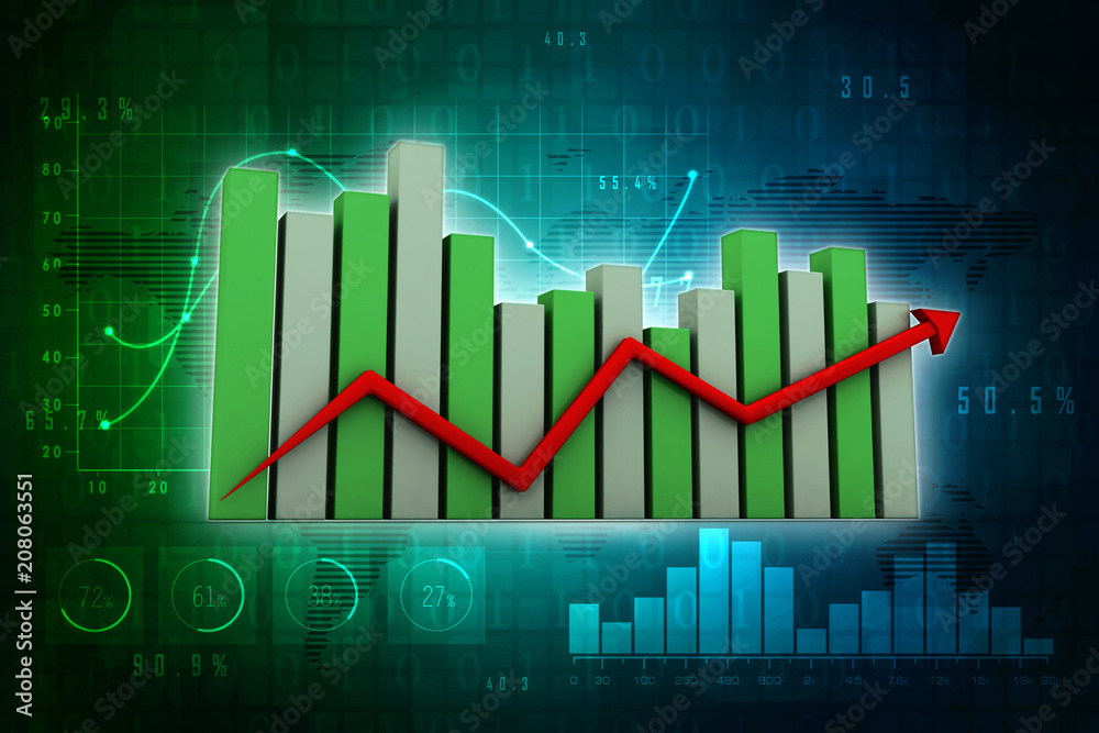 3d rendering Stock market online business concept. business Graph 3d rendering Stock market online business concept. business Graph