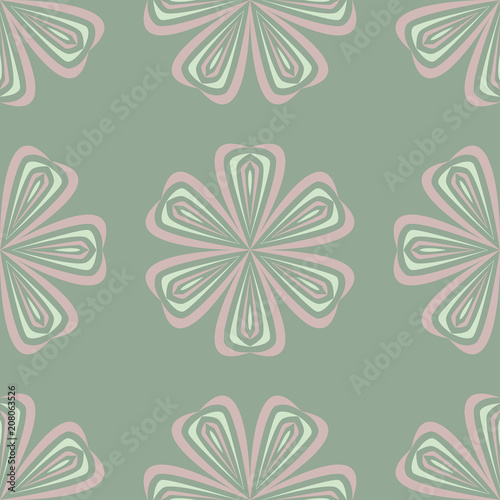 Floral seamless pattern. Olive green background with pale pink flower elements