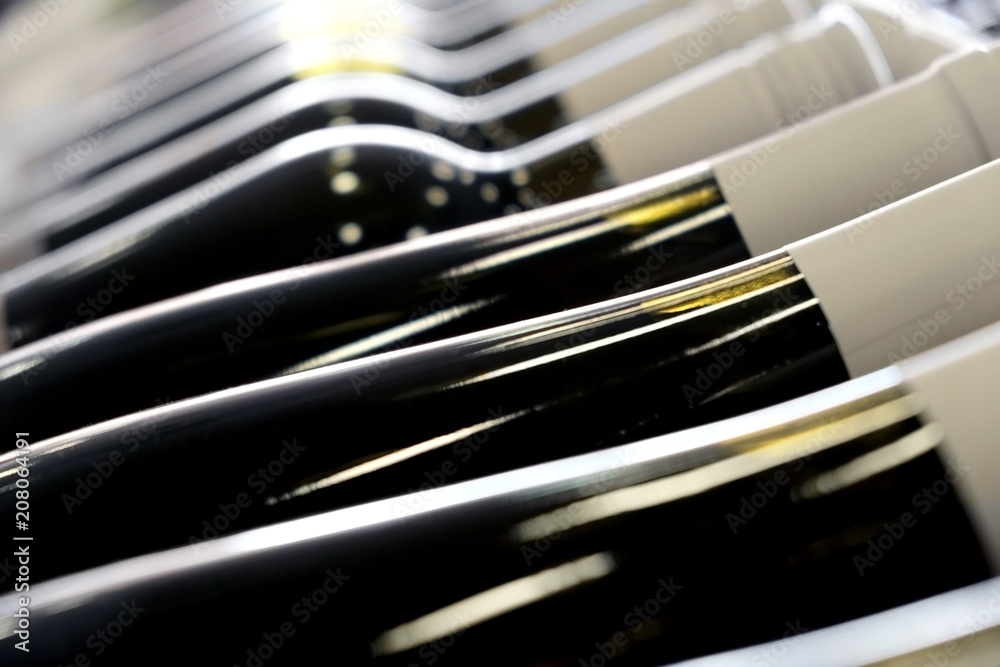 Wine bottles lie obliquely Wine bottles lie obliquely