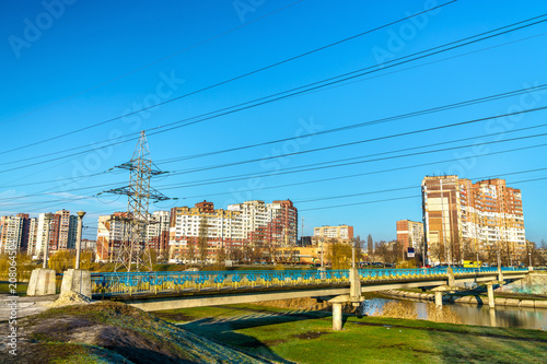 Bridge across a lake in Kiev, the capital of Ukraine