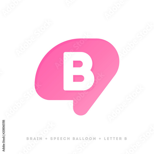 Modern logo template or icon of brain with letter B for creativity concept
