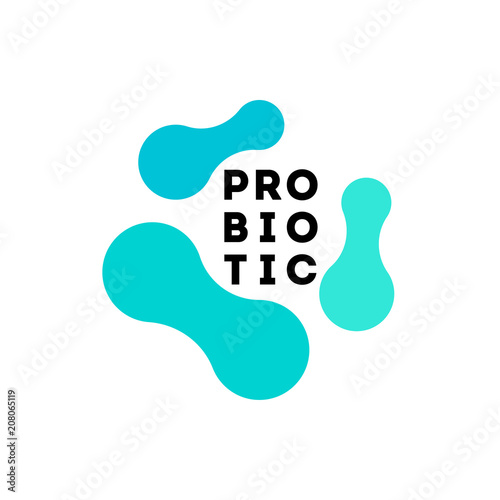 Simple logo template or icon of green probiotics bacteria as healthy nutrition ingredient for therapeutic purposes