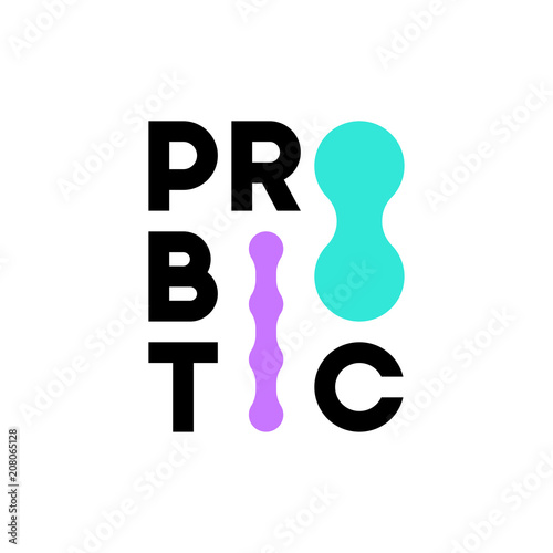 Lettering with probiotics bacteria for nutrition facts label or food badge
