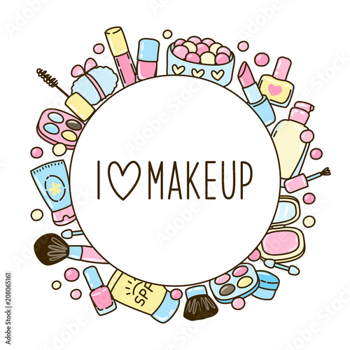 Cute makeup round  frame for Your design
