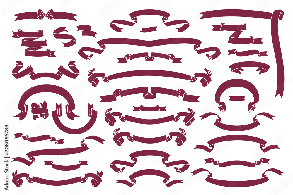 vector ribbons set isolated on white background 