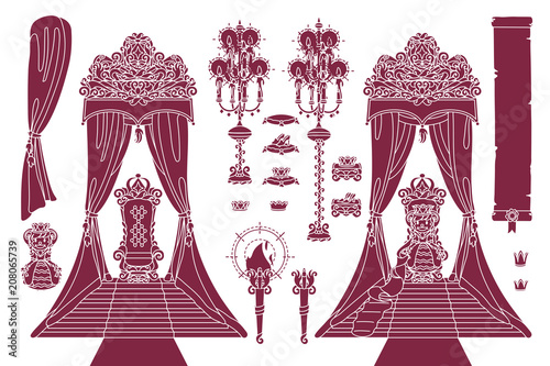 vector royal chair, princess throne royal concept
