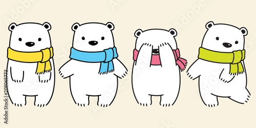 bear vector polar bear panda logo icon scarf kid illustration character doodle cartoon