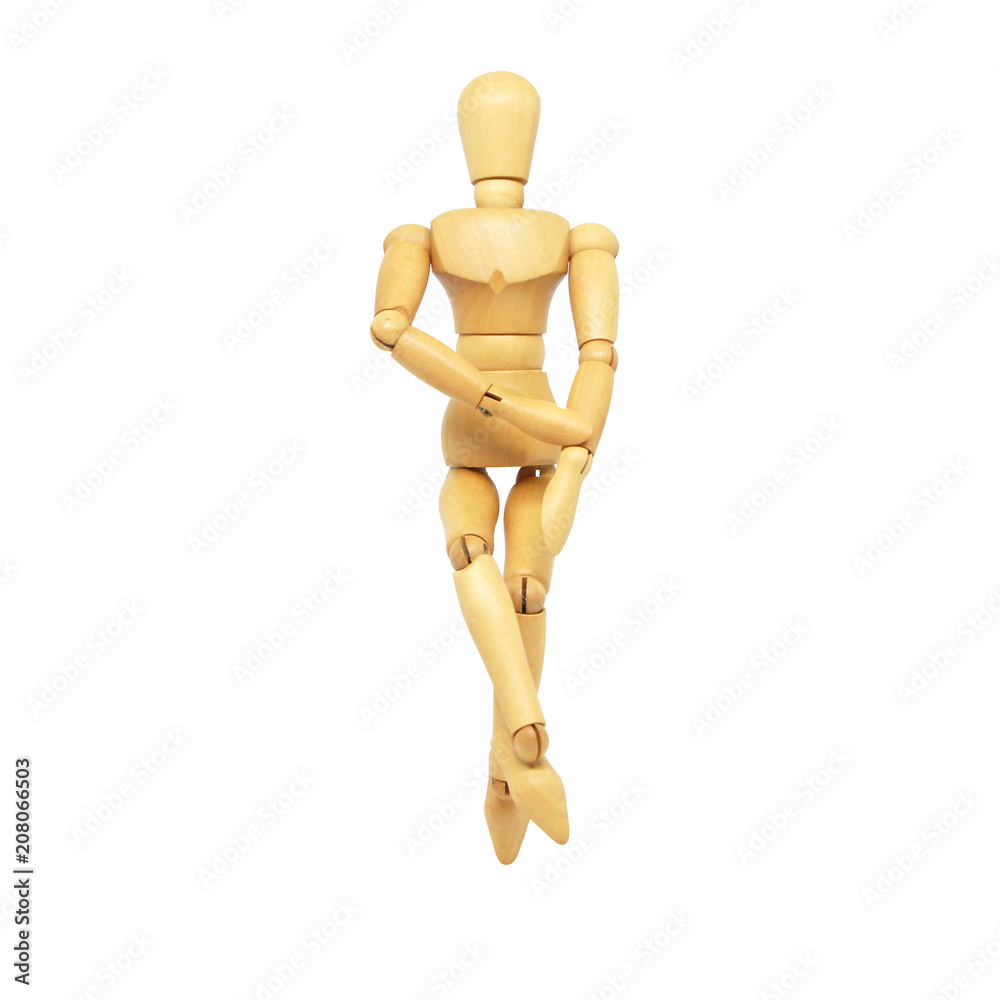 Wooden Manikin Action Model Human on a white background and Clipping path. Wooden Manikin Action Model Human on a white background and Clipping path.