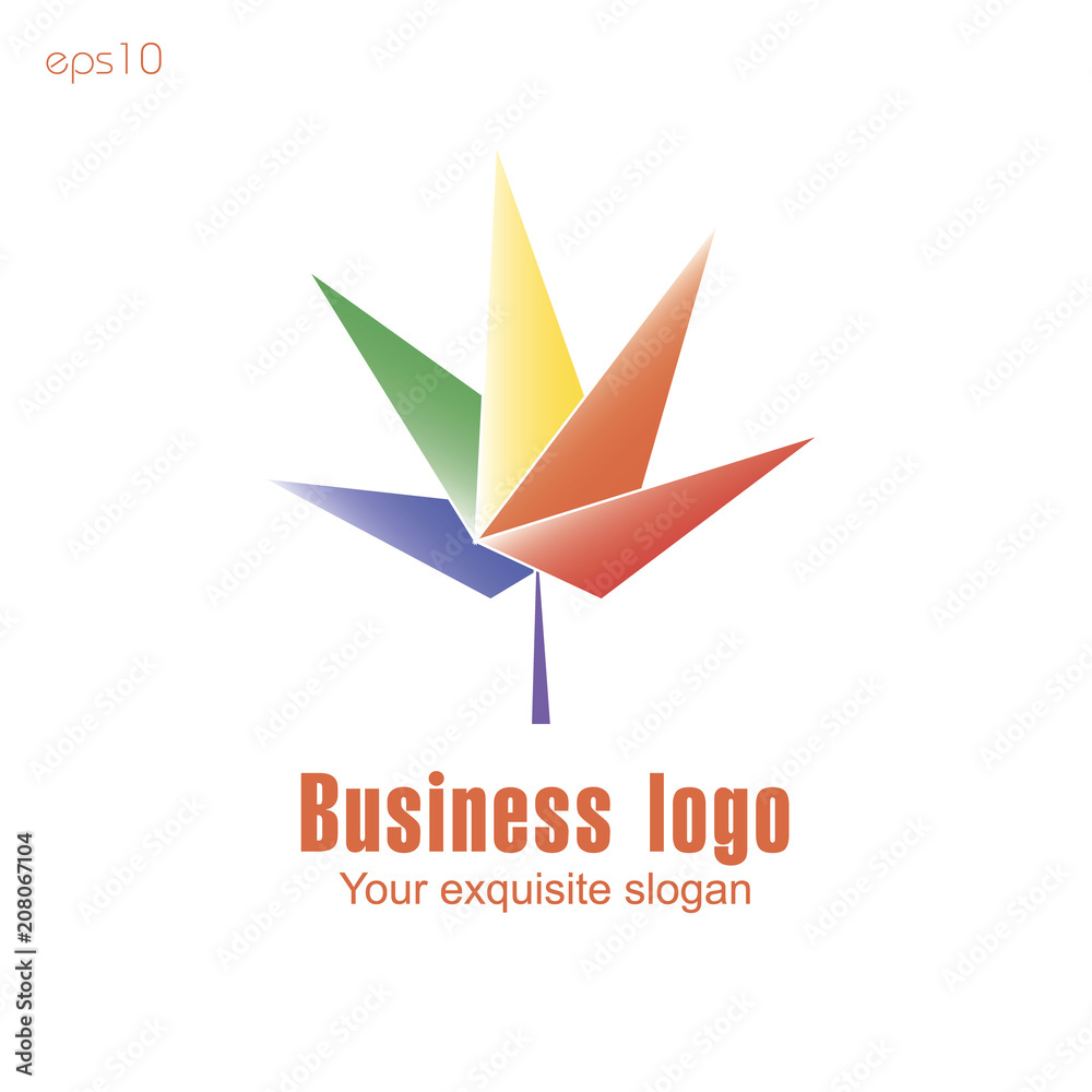 Five leaves logo
Original logo from triangles multicolored in leaf form