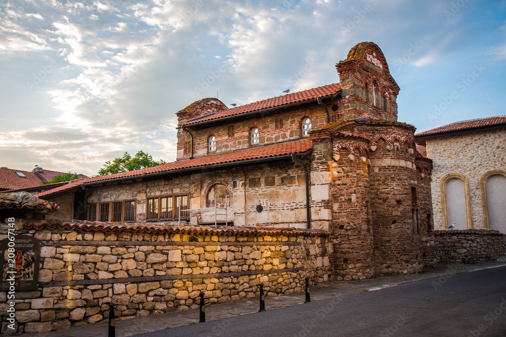 Old roman church/basilca ruins in old town of Nesebar, Bulgaria. Black sea town i Eastern Europe. Travel landmarrks