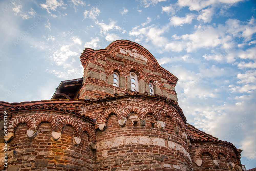 Old roman church/basilca ruins in old town of Nesebar, Bulgaria. Black sea town i Eastern Europe. Travel landmarrks
