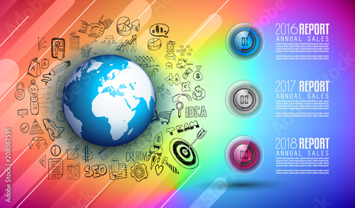 Cover or Flyer layout with Geometric colorful background with high saturated gradients