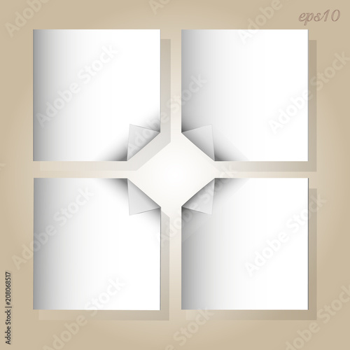 White sheets of paper White four sheets of paper with curled corners arranged parallel to the working surface color beige image text stock vector illustration 