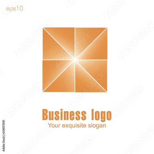 Orange business logo on white background for design
Original logo from triangles of orange color for design ornament gradient beauty