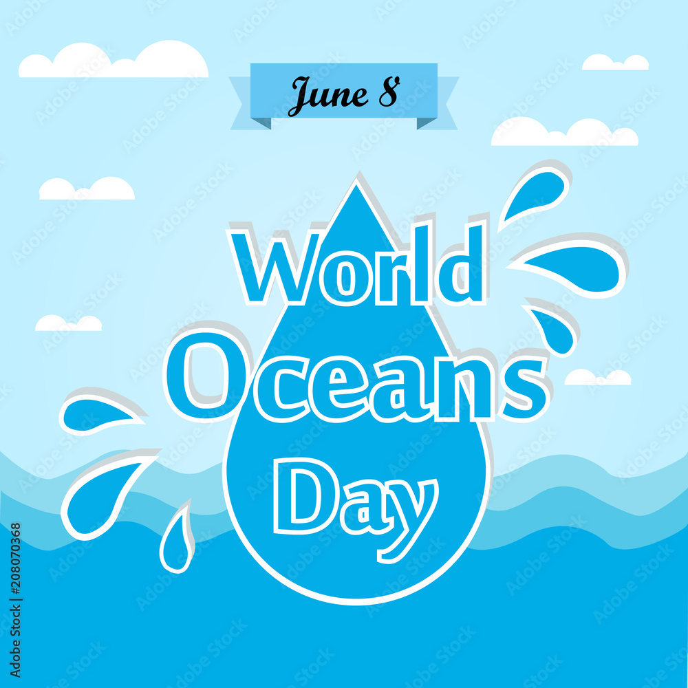 World Oceans Day Card Vector illustration