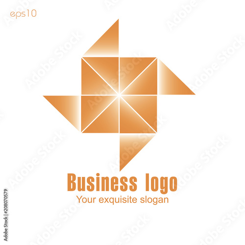Orange business logo on white background for design
Original logo from triangles of orange color for design ornament gradient beauty