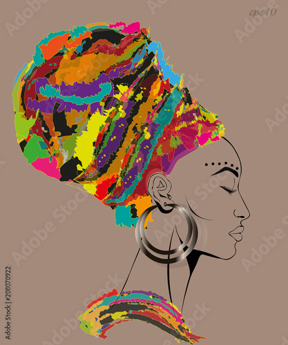 Woman with closed eyes
Portrait of a woman in a motley headdress big ear ear long eyelashes high forehead stock vector illustration
