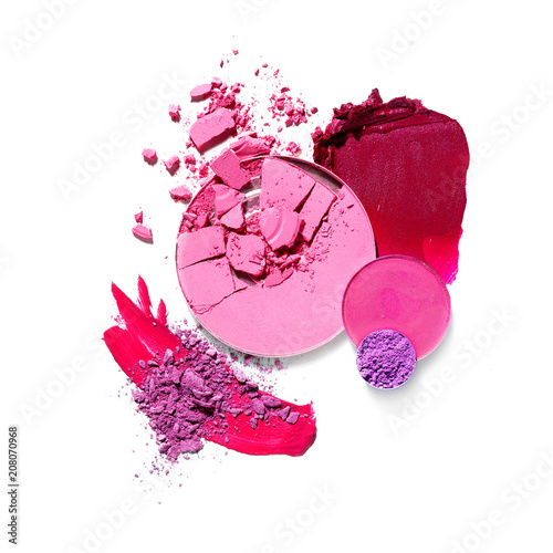 Cosmetic swatch / Creative concept photo of cosmetics swatches on white background.