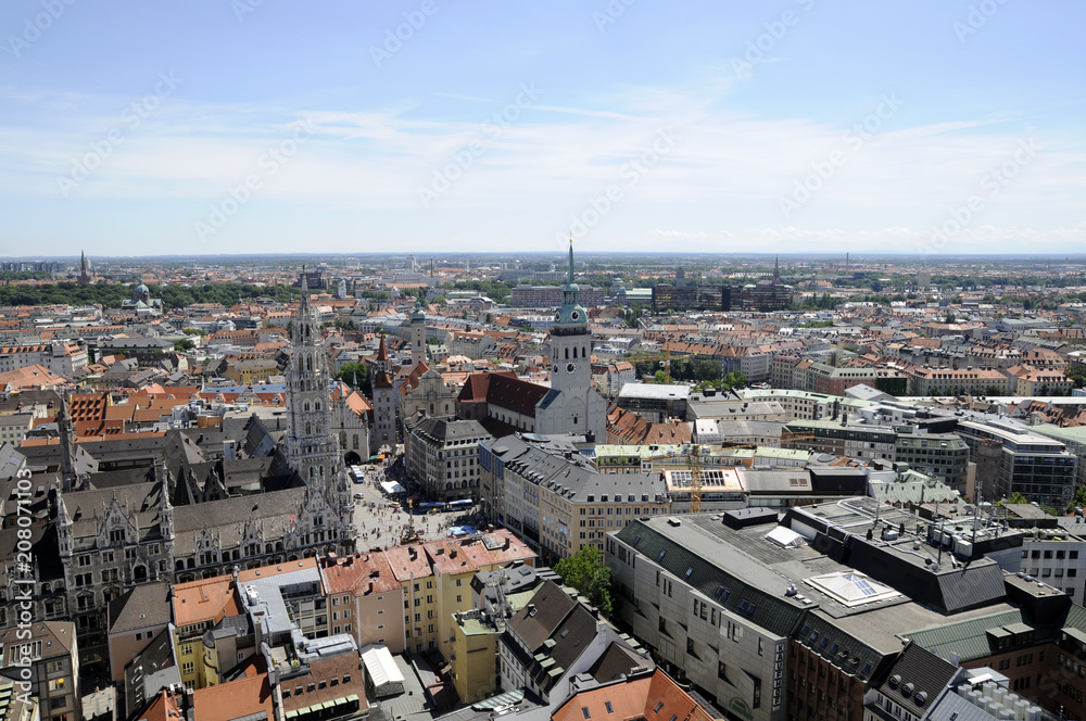 Aussicht vom Turm der Frauenkirche auf München,  München, Bayern, Deutschland, Europa