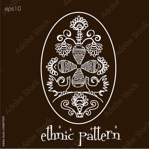 Ethnic pattern egg
ethnic painting of an egg on a brown background logo vector graphics print