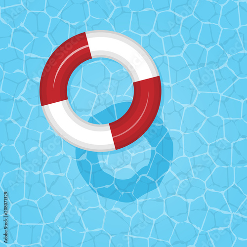 Water in the pool with an inflatable circle. Place for text.