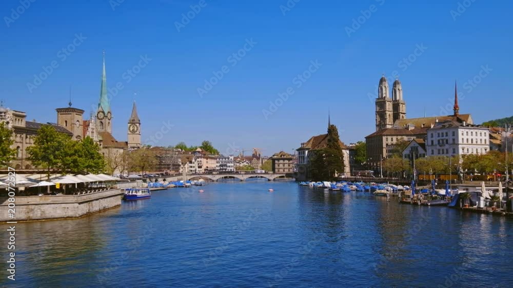 Panorama of the historic center of Zurich in Switzerland Panorama of the historic center of Zurich in Switzerland