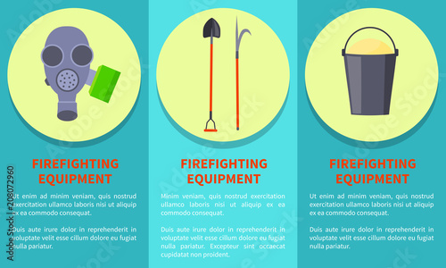 Tools for Firefighting on Circles Colorful Poster