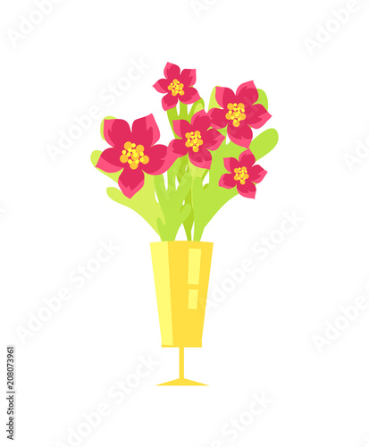 Beautiful Flowers in Vase Icon Vector Illustration