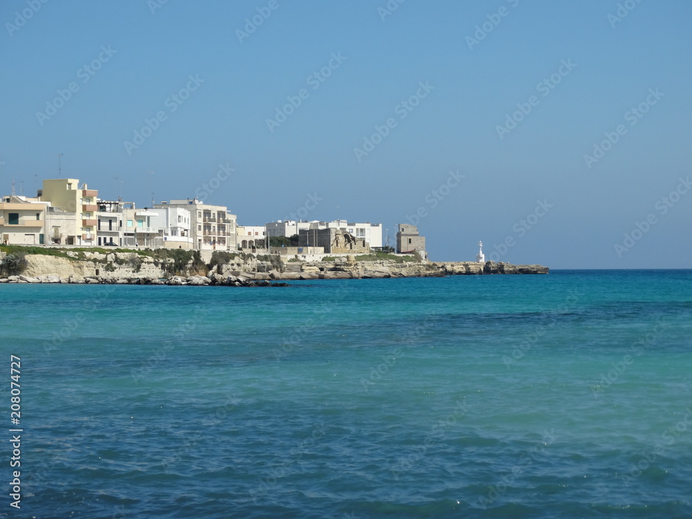 View of the beautiful coastline in Otranto, Southern Italy