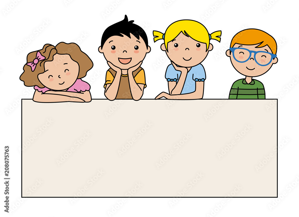 group of children with poster. space for text group of children with poster. space for text