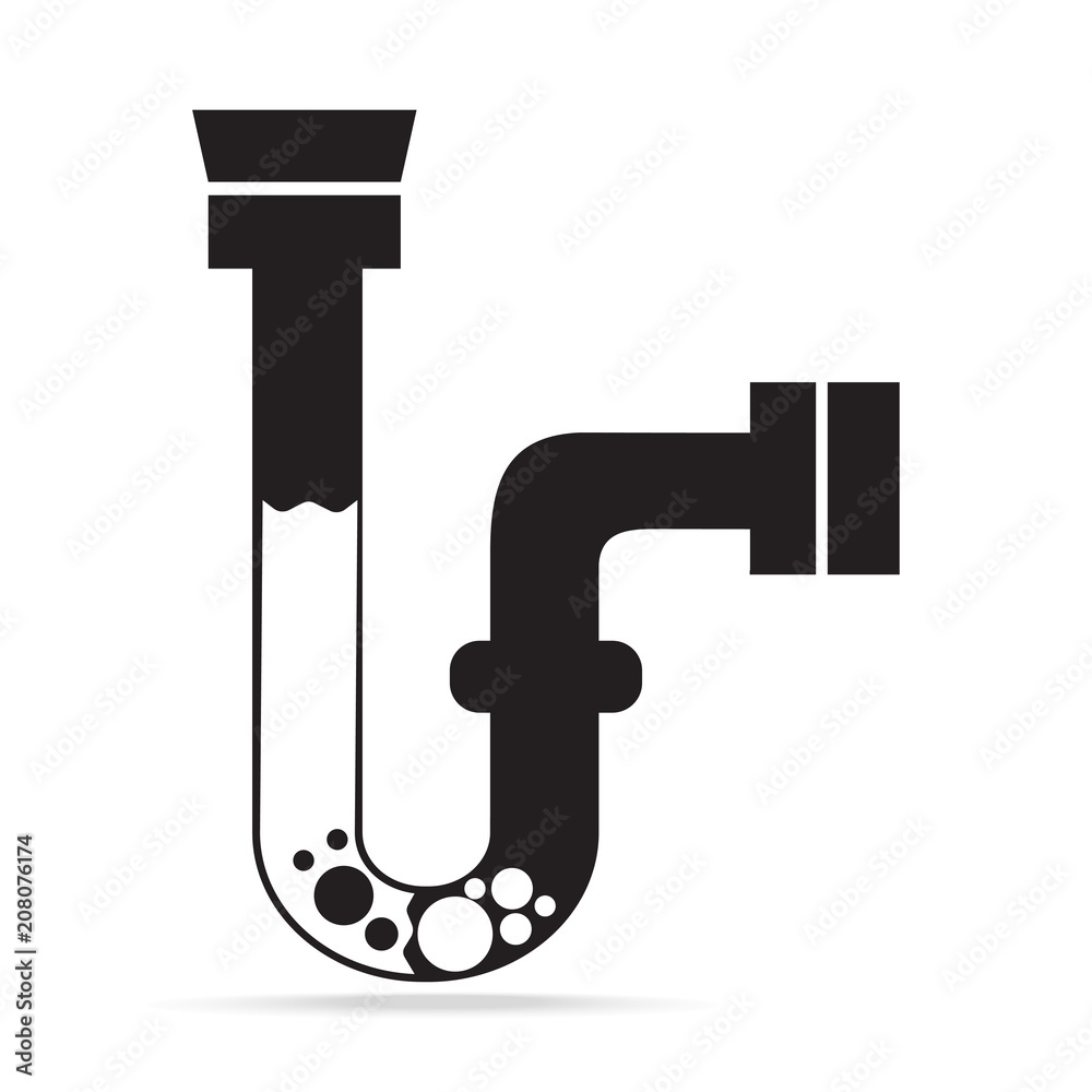 Clogged pipe icon sign vector illustration Clogged pipe icon sign vector illustration