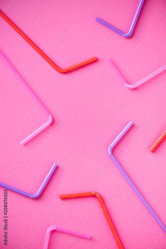 Drinking straws on pink Drinking straws on pink